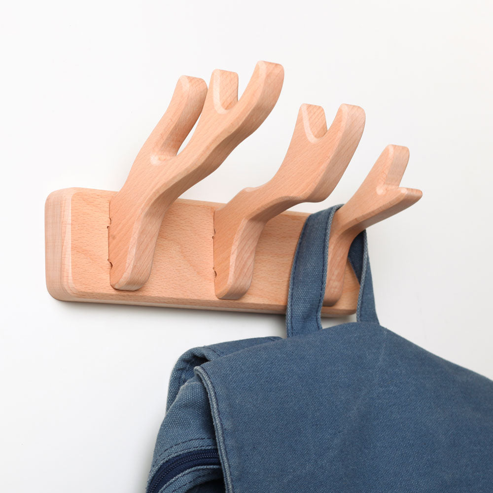 Natural Beech Wood Wall Hooks – Space-Saving Hanger