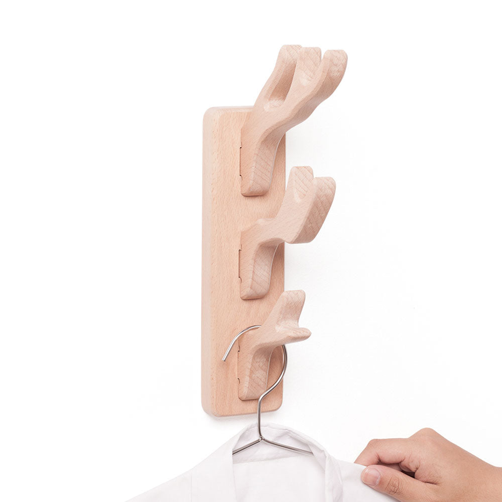 Natural Beech Wood Wall Hooks – Space-Saving Hanger