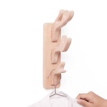 Natural Beech Wood Wall Hooks – Space-Saving Hanger