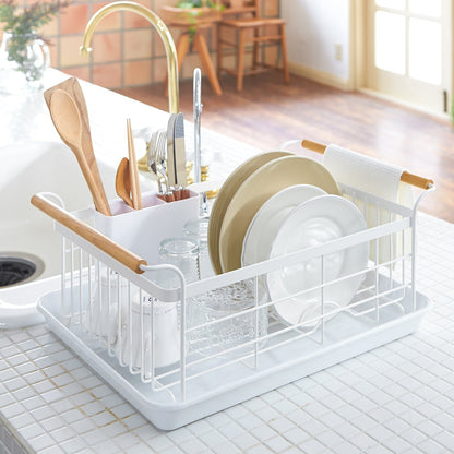Space-Saving Steel & Wood Dish Drying Rack