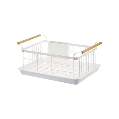 Space-Saving Steel & Wood Dish Drying Rack